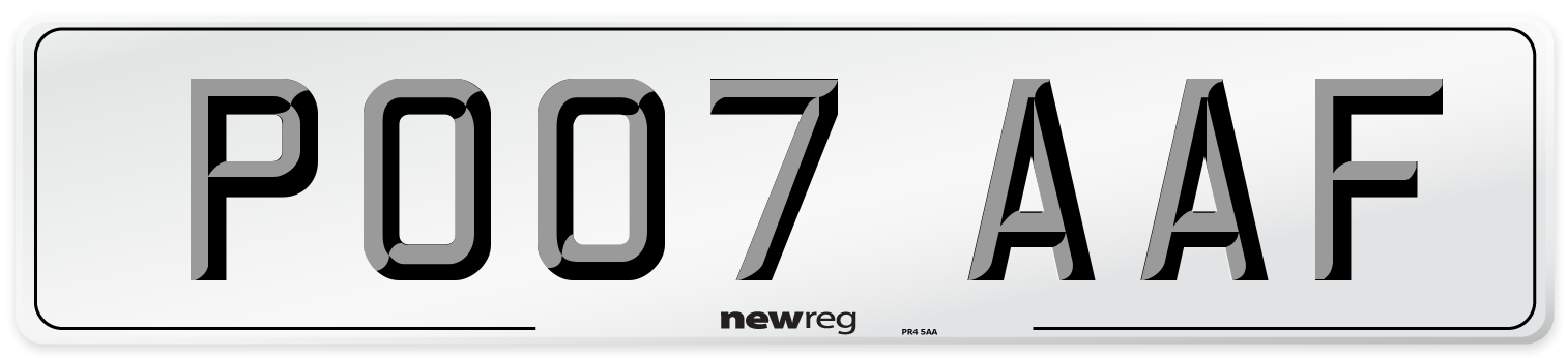 PO07 AAF Number Plate from New Reg